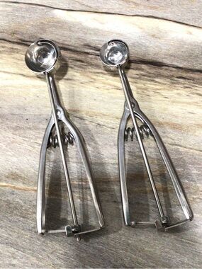 2pc Winco Stainless Steel Disher Scoop Portioner Set #60 #100 Cookie Dough